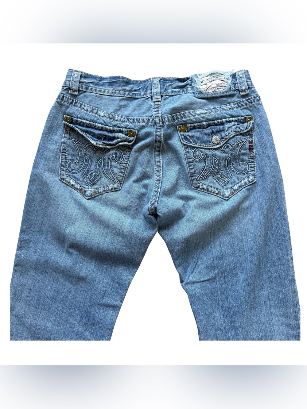 VTG MEK Denim Oaxaca Bootcut Distressed Jeans 36x30 Flap Pocket Y2K Men’s Blue